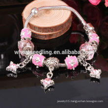 Yiwu Jewelry 925 Sliver European Charm Bracelet, DIY Crystal Bead Bracelet, Glass Charm beads for jewellery making